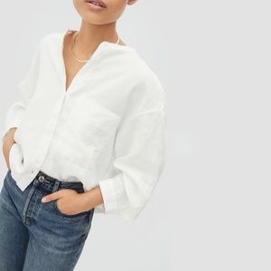 Everlane The Linen Billow Blouse in White Size: XS